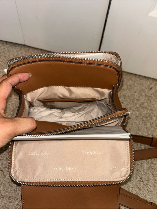 Calvin Klein Cognac Pebbled Leather Mini Backpack main image 6